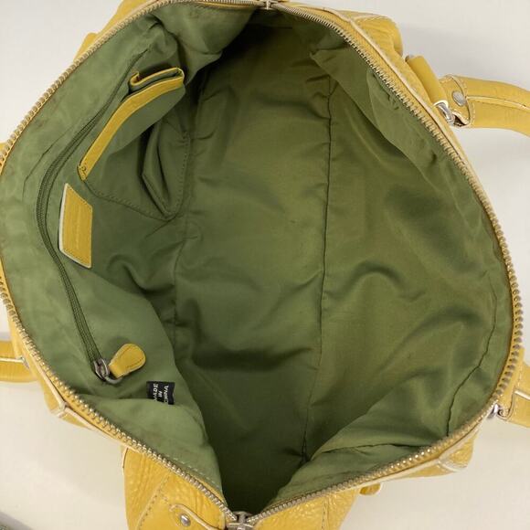 COLE HANN (MEDIUM) YELLOW PEBBLED LEATHER SHOULDER BAG ASIS - Picture 8 of 15